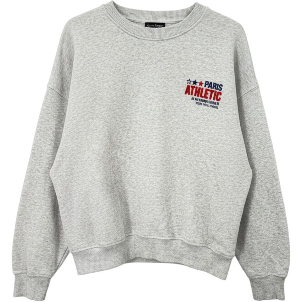 Zara Sweatshirt Womens L Gray Paris Athletic France Athleisure Graphic Pullover